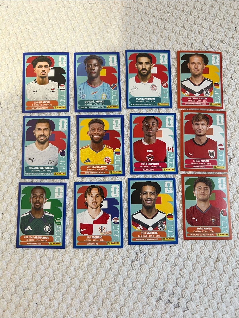 Lot of 12 Panini FIFA World Cup Player  Sticker